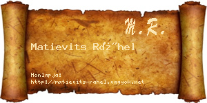 Matievits Ráhel névjegykártya